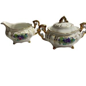 Lefton China Creamer and Sugar Set #CY392 Violet